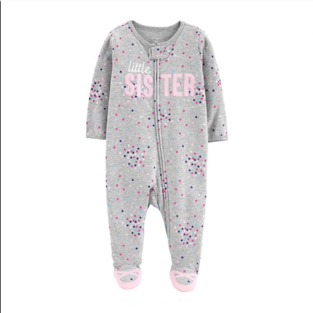 Carter’s Gray Newborn Footie Little Sister Polka